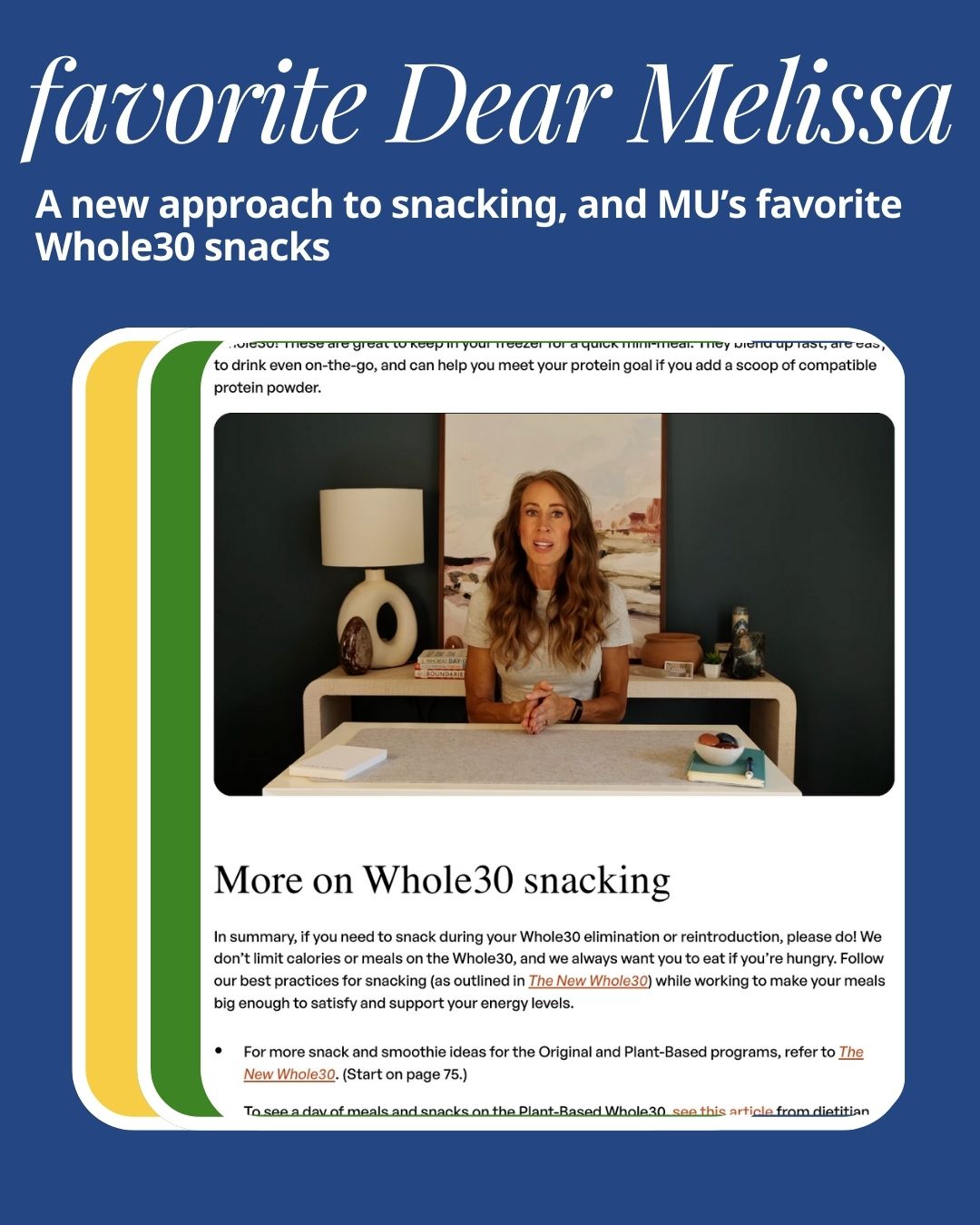 Favorite Dear Melissa: A new approach to snacking, and MU’s Whole30 snack ideas